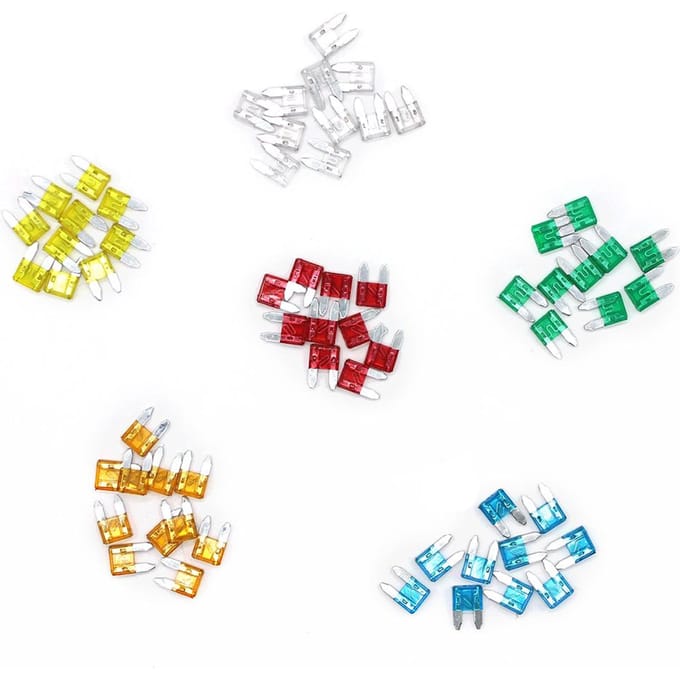 60 stuks Mini Steekzekeringen Auto Auto Vrachtwagen Assortiment Zekering Kit 5A 10A 15A 20A 25A 30A white