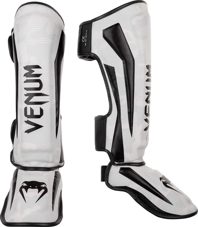 Venum Elite Scheenbeschermers Camo Wit Zwart maat L