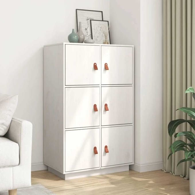 vidaXL - Hoge - kast - 67x40x108,5 - cm - massief - grenenhout - wit
