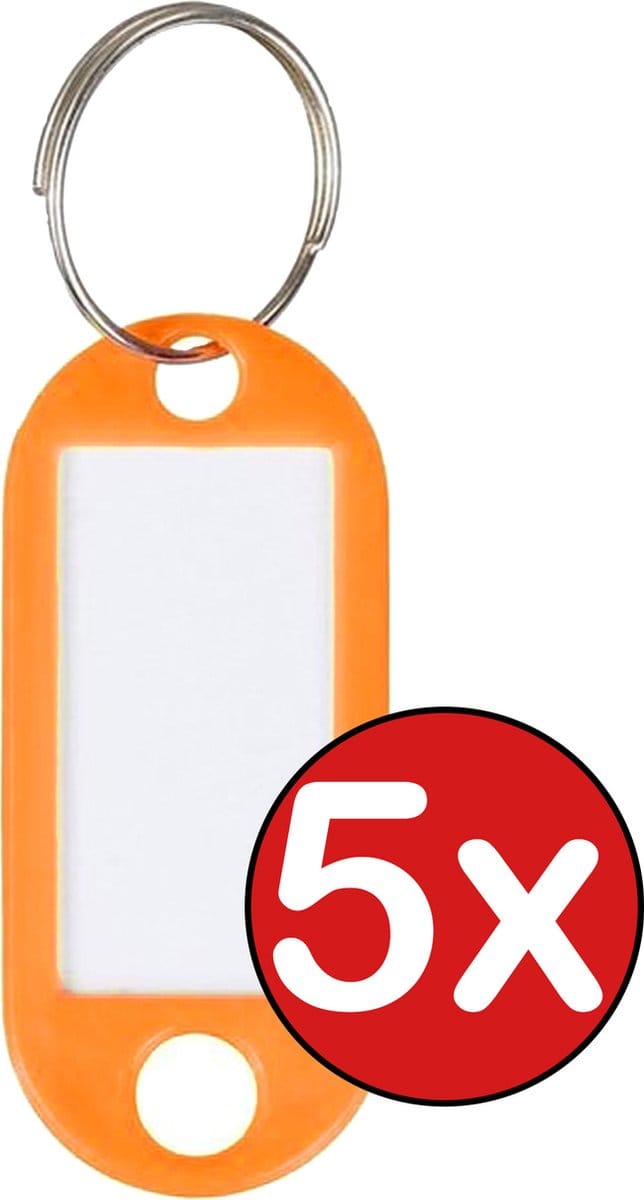 Sleutellabels Sleutelhanger Bagagelabel Sleutellabel Gekleurde Naamlabels Label - Oranje - 5 PACK