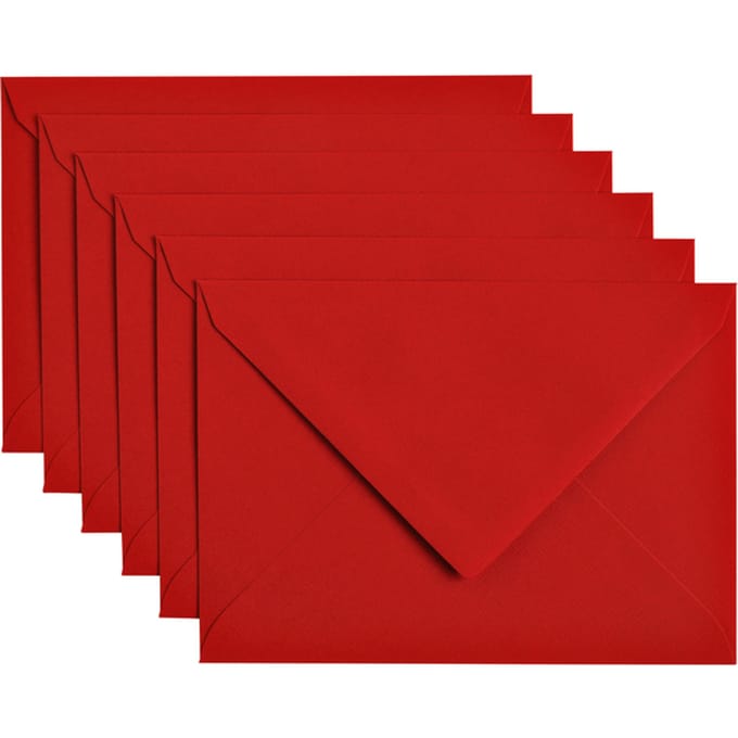 Papicolor Envelop C6 rood 105gr-CV 6 stuks 302918 - 114x162 mm