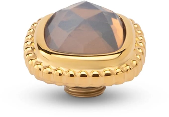 Melano Vivid Bali CZ Square Steentje Flanel Beige | Goud