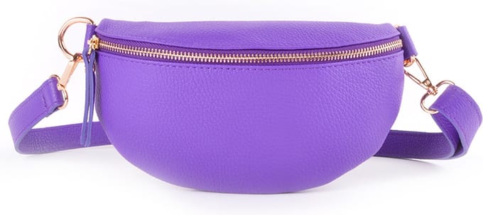 Giuliano Lederen Bumbag/Heuptas - paars - made in Italy