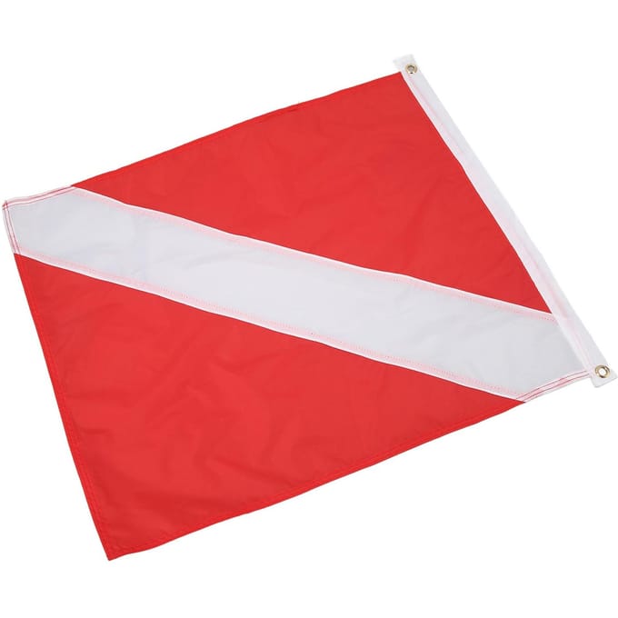 Rood Wit Duikvlag Felle Kleuren Lichtgewicht 49x59cm Nylon Duiker Omlaag Vlag voor Onderwater white