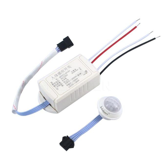 Interrupteur 220 V, module infrarouge, capteur de corps, lampe intelligente, interrupteur de détection de mouvement, interrupteur PIR réglable white