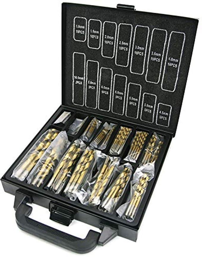 99 Stuks HSS titanium gecoate boorset DIN338