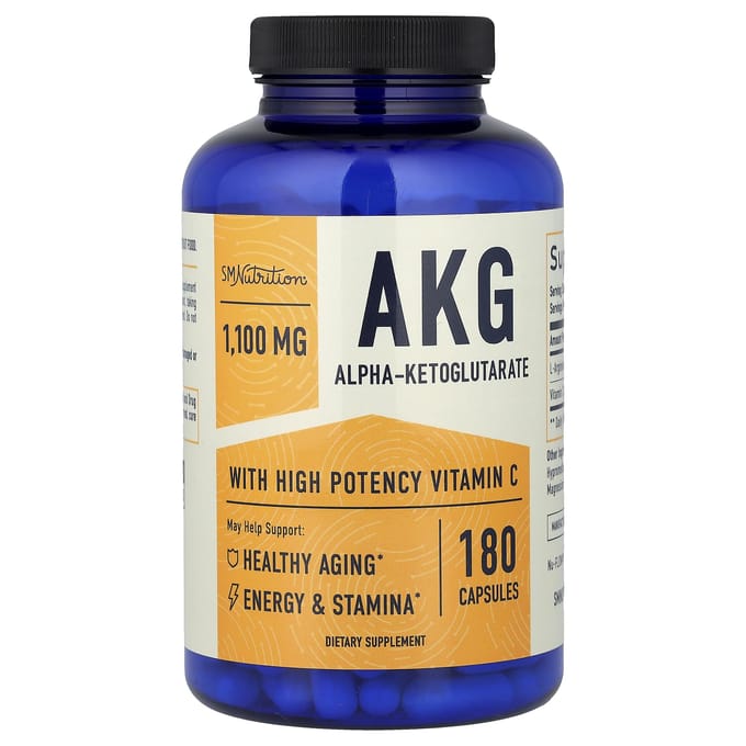 SMNutrition, Contenant de la Vitamine C AKG, 180 Capsules