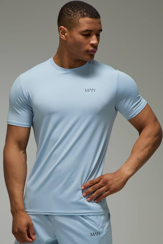 Heren Actief Regular Fit T-shirt | Light Blue | Size Medium