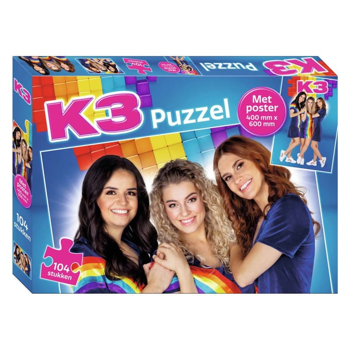 Studio 100 K3 Regenboog puzzel 104st + poster Kinderpuzzels