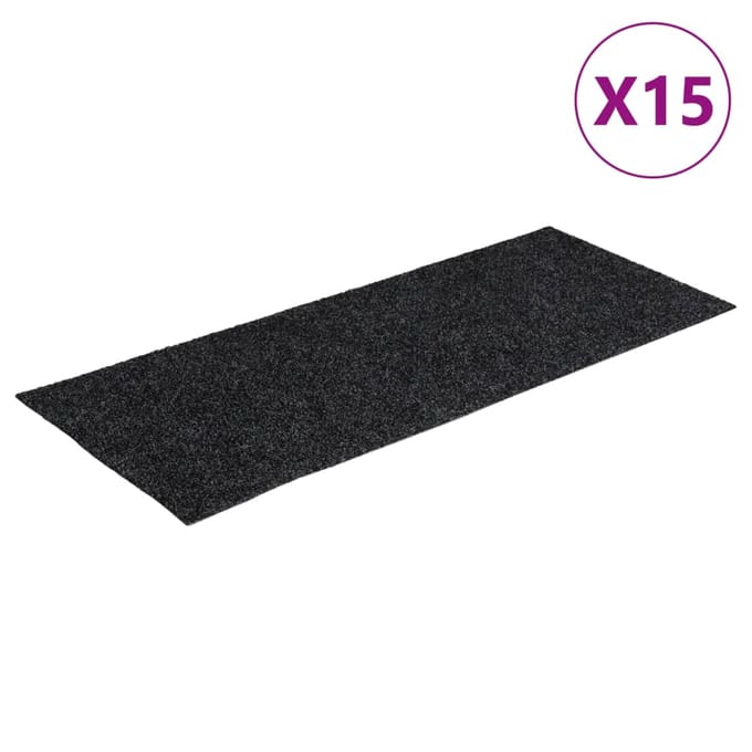 vidaXL - Trapmatten - zelfklevend - 15 - stuks - 60x25 - cm - donkergrijs - rechthoekig