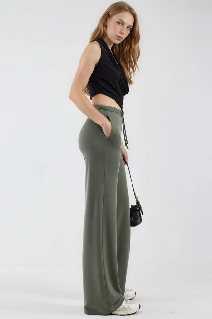 Wijde broek met trekkoord in de taille