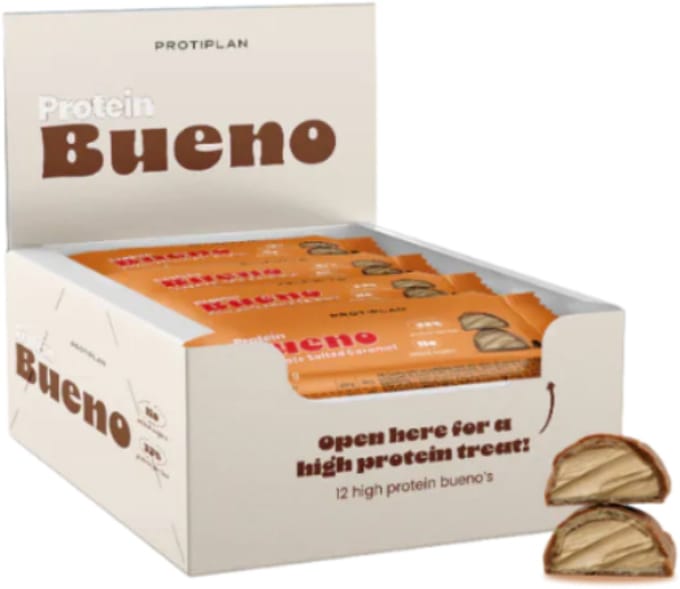 Protiplan - Proteïne Bueno Chocolate Salted Caramel - 12 x 30 g - Low carb - Suikerarm - Eiwitreep