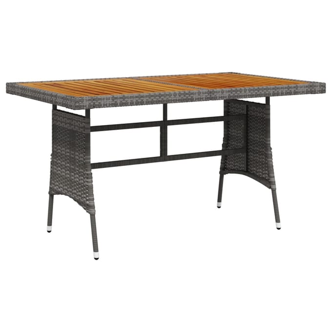 vidaXL - Tuintafel - 130x70x72 - cm - poly - rattan - en - massief - acaciahout - grijs
