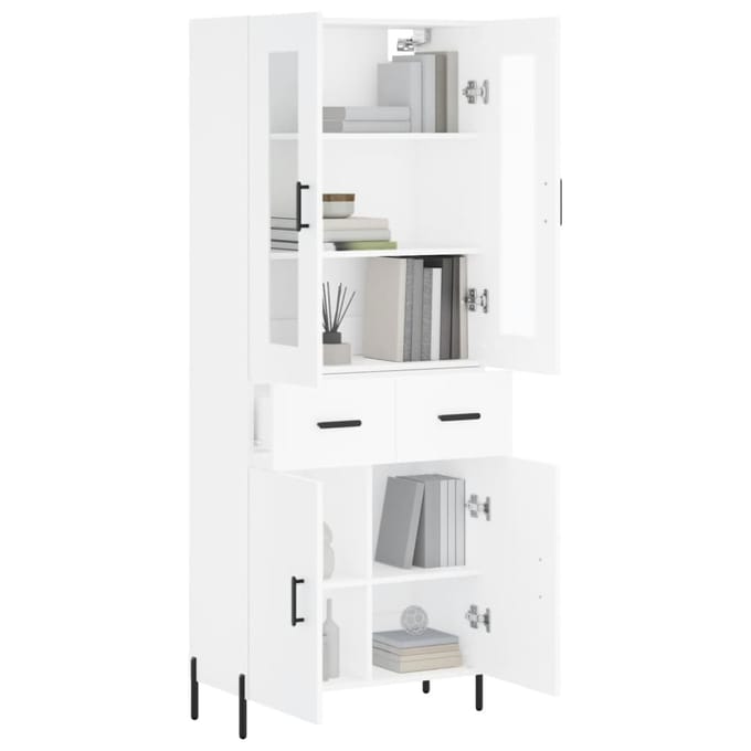 vidaXL - Hoge - kast - 69,5x34x180 - cm - bewerkt - hout - wit