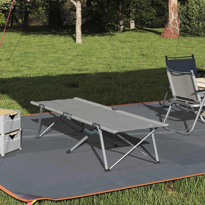 vidaXL Opvouwbaar Camping Bed Grijs 194 x 62,5 x 42,5 cm