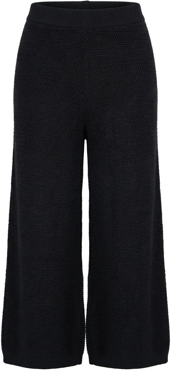 Studio Untold - Dames - Broek wijde rechte pijpen breisel met structuur - Zwart - Maat 50+