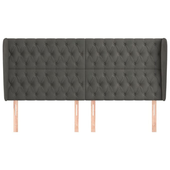 vidaXL - Hoofdbord - met - randen - 183x23x118/128 - cm - fluweel - donkergrijs