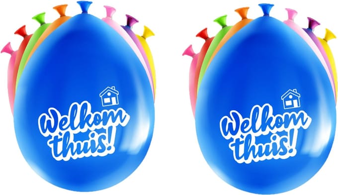 Paperdreams Welkom thuis Ballonnen - 16x - multi kleuren - versiering/feestartikelen