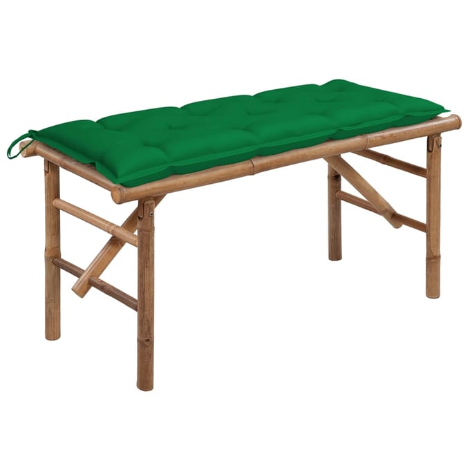 vidaXL - Tuinbank - inklapbaar - met - kussen - 118 - cm - bamboe