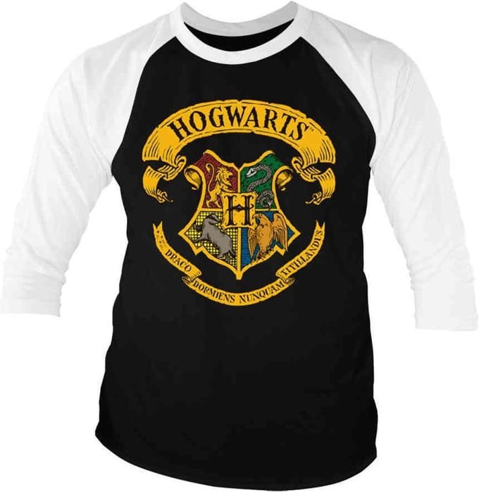 Harry Potter Raglan top -S- Hogwarts Crest Zwart/Wit