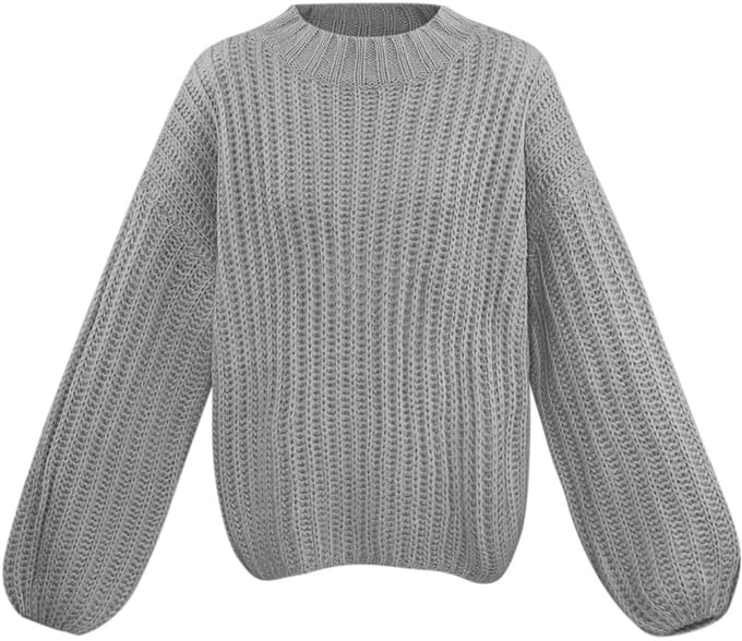 Moderne Oversized Katoen Trui met Grote Ribstructuur - Grijs - S/M