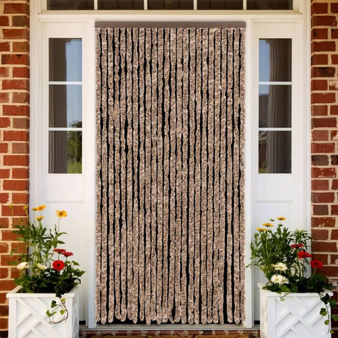 vidaXL - Vliegengordijn - 100x230 - cm - chenille - beige - en - donkerbruin