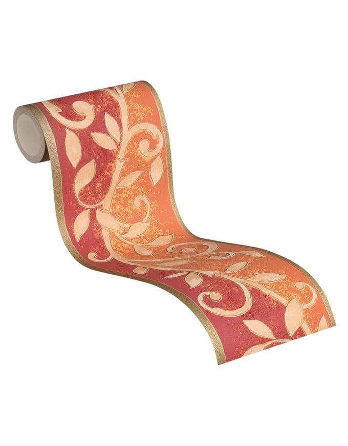 SLINGER VAN BLAADJES BEHANGRAND | goud oranje rood beige - A.S. Création Only Borders 11