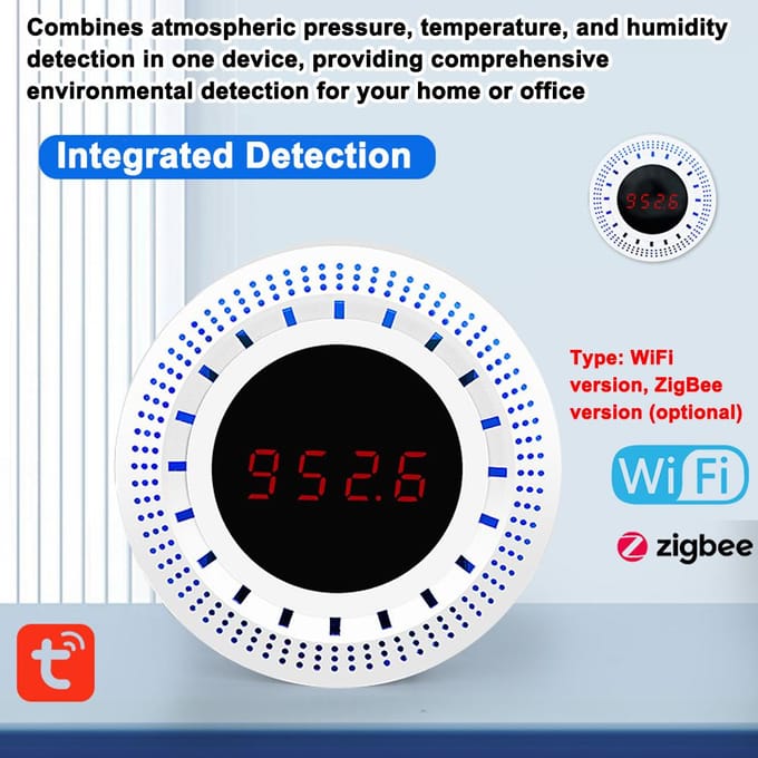Capteur de Pression Atmosphérique Intelligent Tuya ZigBee avec Détection de Température et d'Humidité Tuya WiFi version