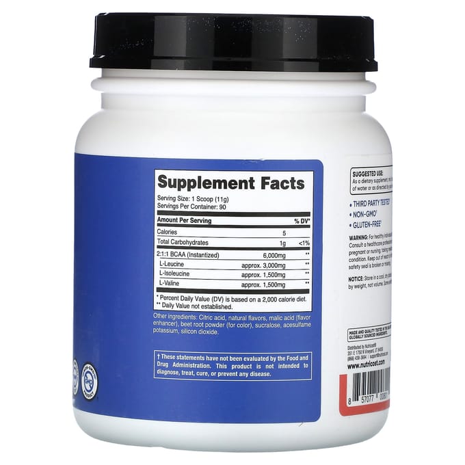 Nutricost, Performance, BCAA, Limonade Framboise, 2,2 lb (990g)