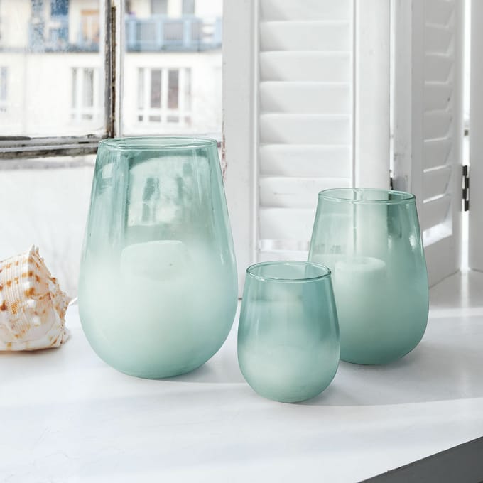 LOBERON Windlicht set van 3 Miristelle blauw