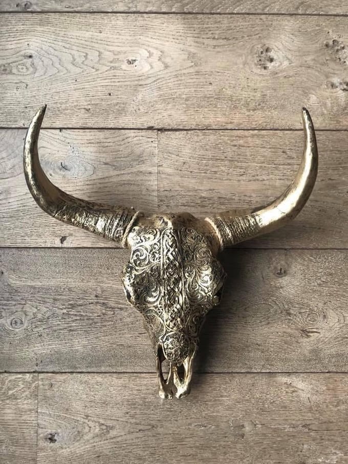 Skull 40 cm brons