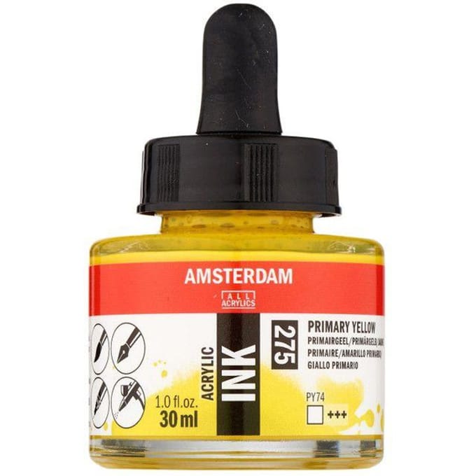 Amsterdam Acrylic Inkt Fles 30 ml Primairgeel 275