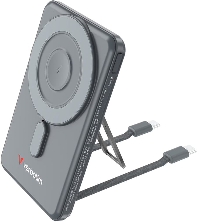 Verbatim Powerbank Charge ´n´ Go 2C Magnetic Wireless 5000mAh, Grijs