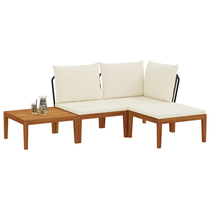 vidaXL - 4 - st - Massief - acaciahout - & - touw - Naturel