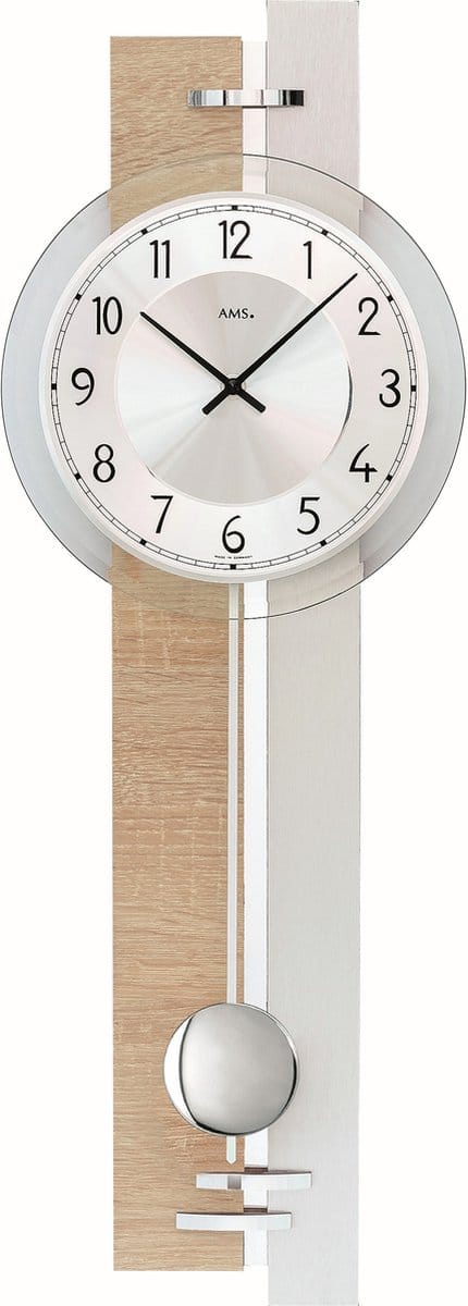 AMS Wandklok met slinger Sonoma-Aluminium 7441