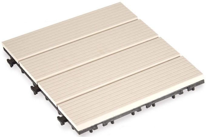 Iber Garden Tuintegel / balkon terrastegels - beige - composiet - 30 x 30 cm - vlonder - klikbaar to connect