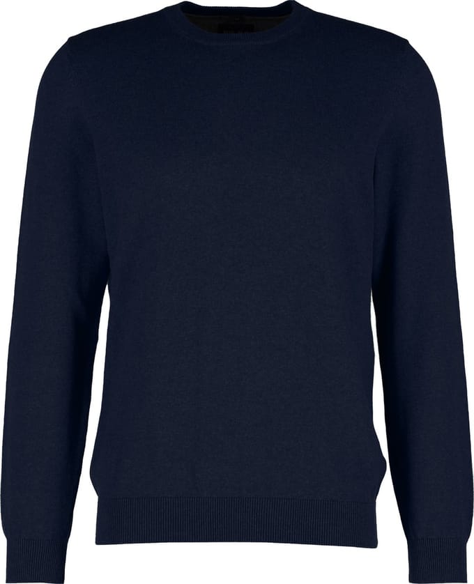 MARVELIS modern fit trui katoen - O-hals - marine blauw