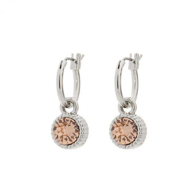 Biba Oorhangers Zilver met gekleurde steen Light Peach