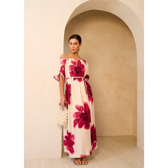 Roze Bardot Trapeze Maxi Jurk