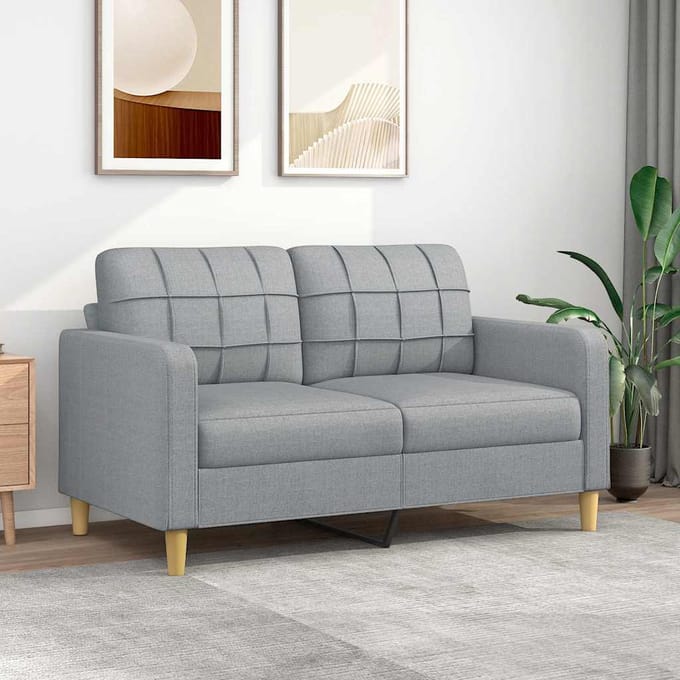Vidaxl Bank 2-Persoons, Lichtgrijs, 140 Cm, Bekleed met Stof