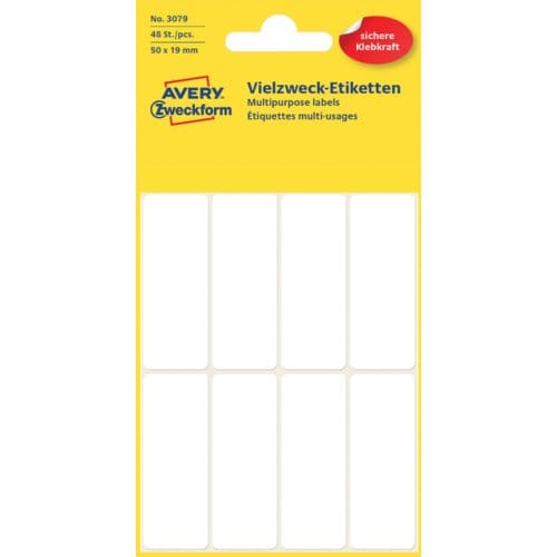 Etiket avery zweckform 3079 50x19mm wit 48 Etiketten