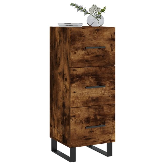 vidaXL - Dressoir - 34,5x34x90 - cm - bewerkt - hout - gerookt - eiken