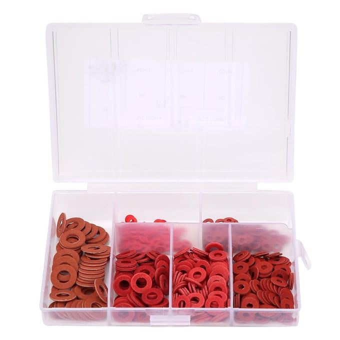 500 Stuks Koolstofstaal Geplateerd Wit Zink Rood Isolatie Platte Ring Set