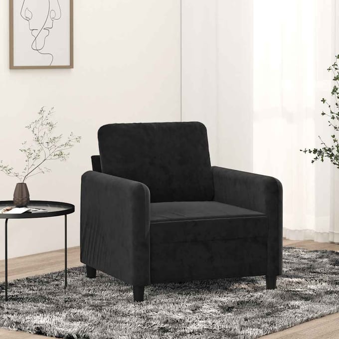 Vidaxl Fauteuil, Zwart, 60 Cm, Bekleed Met Fluweel