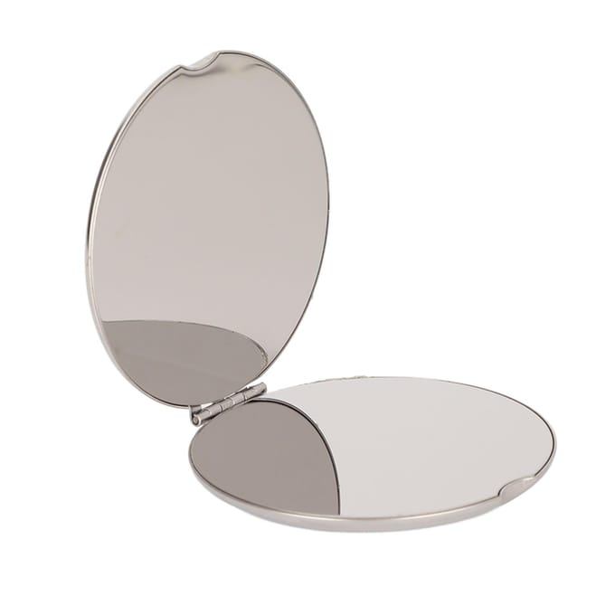 Miroir de poche double face pliable en acier inoxydable, petit miroir de sac à main portable et compact pour voyage white