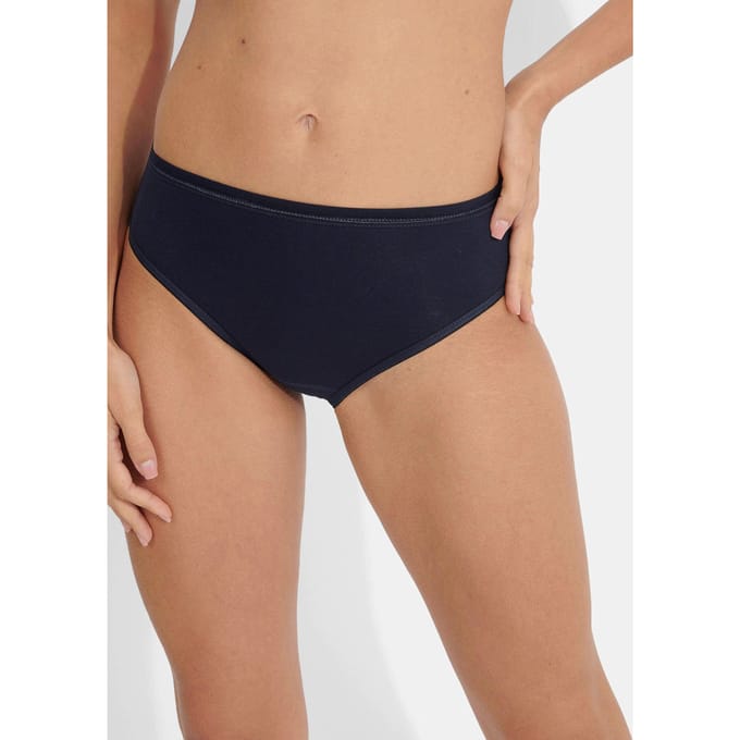 Drie heupslips van fijnrib - marine - Gr. 44 van Goldner Fashion