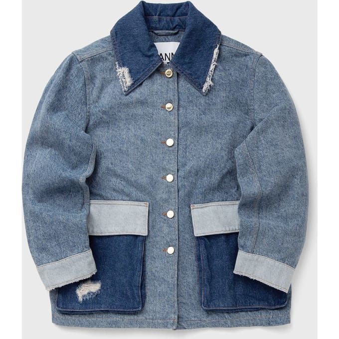 Patchwork Denim Midi Jacket