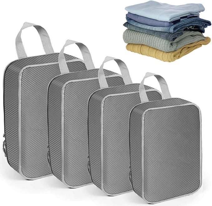 Compression Cube - Packing Cubes - Packing Cubes Backpack - Waterdicht - Stofdicht - Dubbele Ritssluiting - voor Koffers en Tassen - 4 Stuks