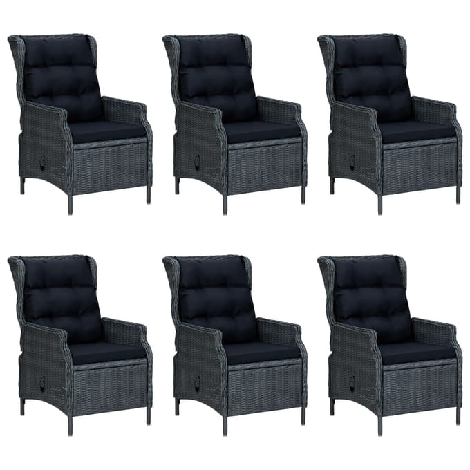 vidaXL - 7-delige - Tuinset - met - kussens - poly - rattan - donkergrijs