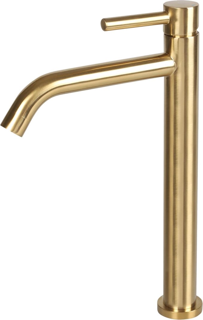 Differnz Wastafelkraan Hoog � Gebogen � Mengkraan Koud en Warm � Goud